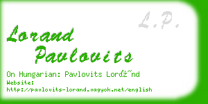 lorand pavlovits business card